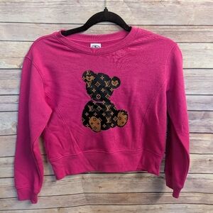 Kids 7/8 Fuchsia Sweatshirt With Designer Logo